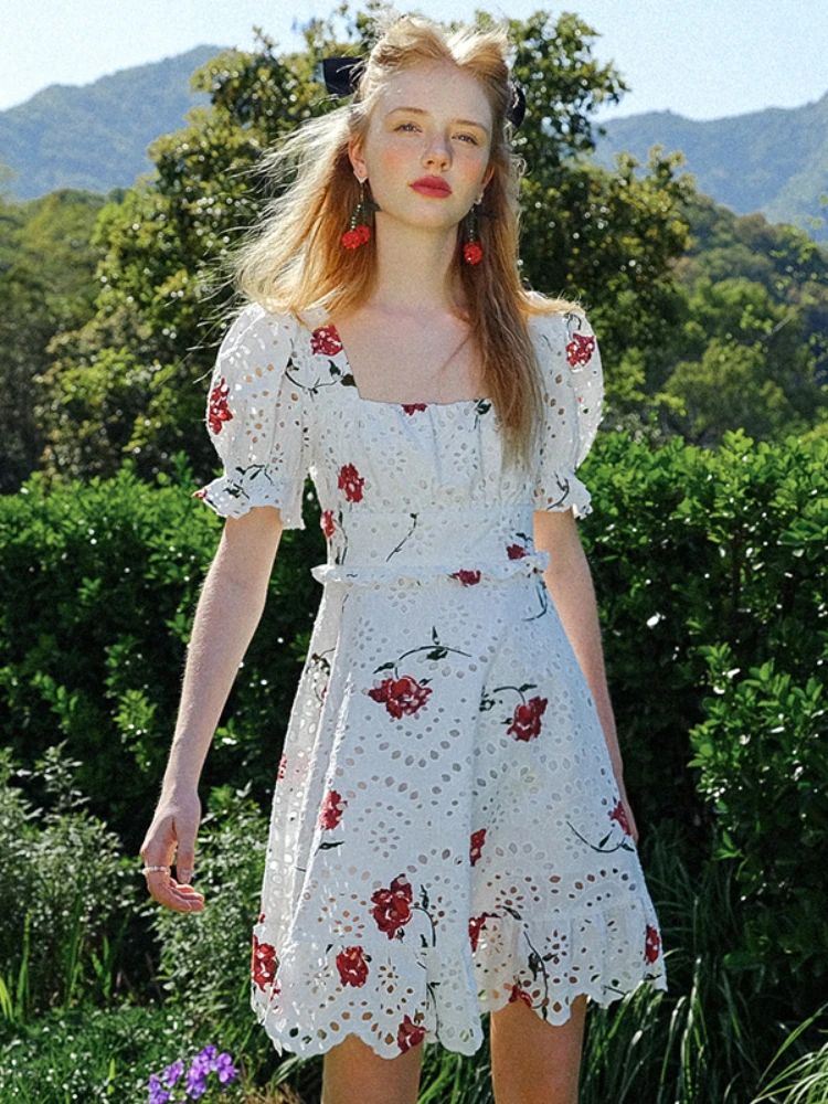 AIGYPTOS White Dress Summer Women Vintage Elegant 100%Cotton Knee-Length Dress Rose Floral Sexy Hollow Out Embroidery Lace Dress
AIGYPTOS White Dress Summer Women Vintage Elegant 100%Cotton Knee-Length Dress Rose Floral Sexy Hollow Out Embroidery Lace Dress