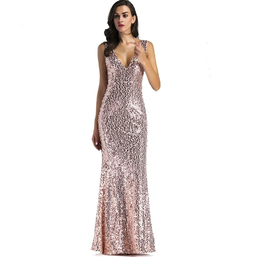 2022 Ziamonga Summer Dress Women Gold Sequin Deep V Neck Evening Party Gown Elegant Sexy Wedding Vestido De Festa
2022 Ziamonga Summer Dress Women Gold Sequin Deep V Neck Evening Party Gown Elegant Sexy Wedding Vestido De Festa