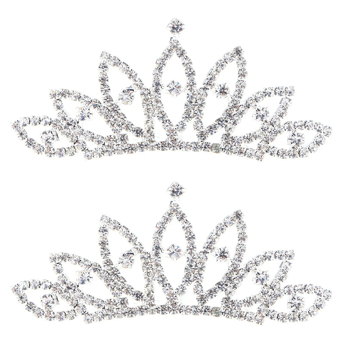 

2pcs Children Crown Tiara Pageant Rhinestone Headband Comb Crowns Costume Accessories Jewelry