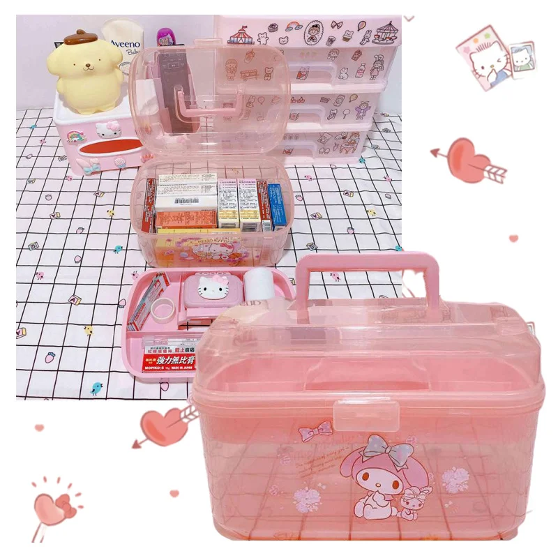 Бокс-раскладушка большой емкости с рисунком аниме My Melody KT Cat, милый прозрачный двухслойный бокс для лекарств, аптечка первой помощи
Бокс-раскладушка большой емкости с рисунком аниме My Melody KT Cat, милый прозрачный двухслойный бокс для лекарств, аптечка первой помощи