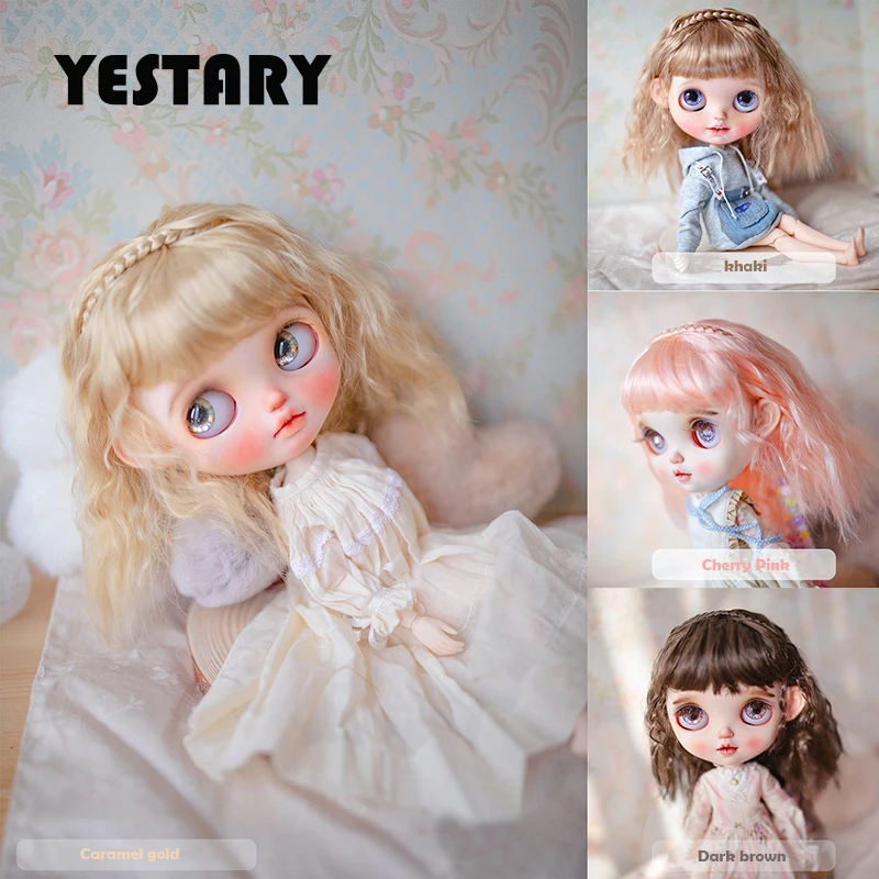 

YESTARY BJD Blythe Doll Accessories Wigs Dolls For Tress Faux Mohair Wigs Vintage Short Curly Hair Bangs BJD Dolls Wig Girl Gift