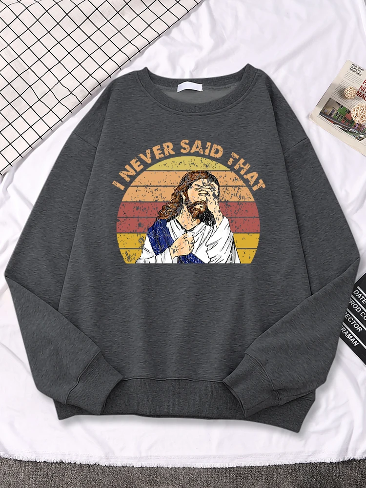 I Never Said That Jesus Vintage Printed Womens Sweatshirt Retro Fashion Casual Clothes Shoulder Drop Style Hoody Woman Pullovers
I Never Said That Jesus Vintage Printed Womens Sweatshirt Retro Fashion Casual Clothes Shoulder Drop Style Hoody Woman Pullovers