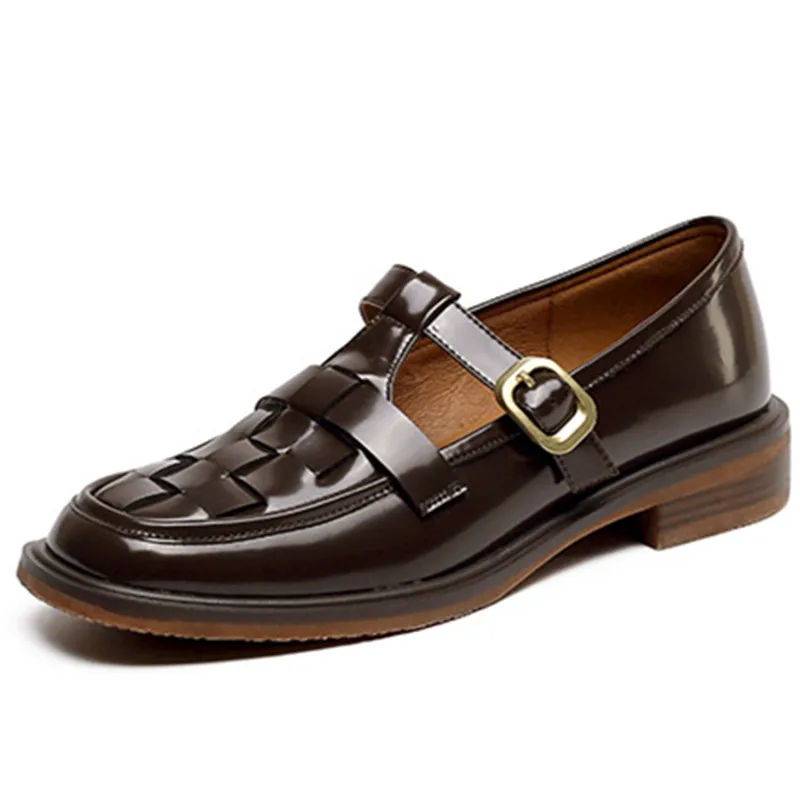 Vintage Full Genuine Leather Deep Mouth Ladies Single Shoes New Belt Buckle Woven Low Heel Neutral Ladies Fashion Mary Jane Shoe
Vintage Full Genuine Leather Deep Mouth Ladies Single Shoes New Belt Buckle Woven Low Heel Neutral Ladies Fashion Mary Jane Shoe