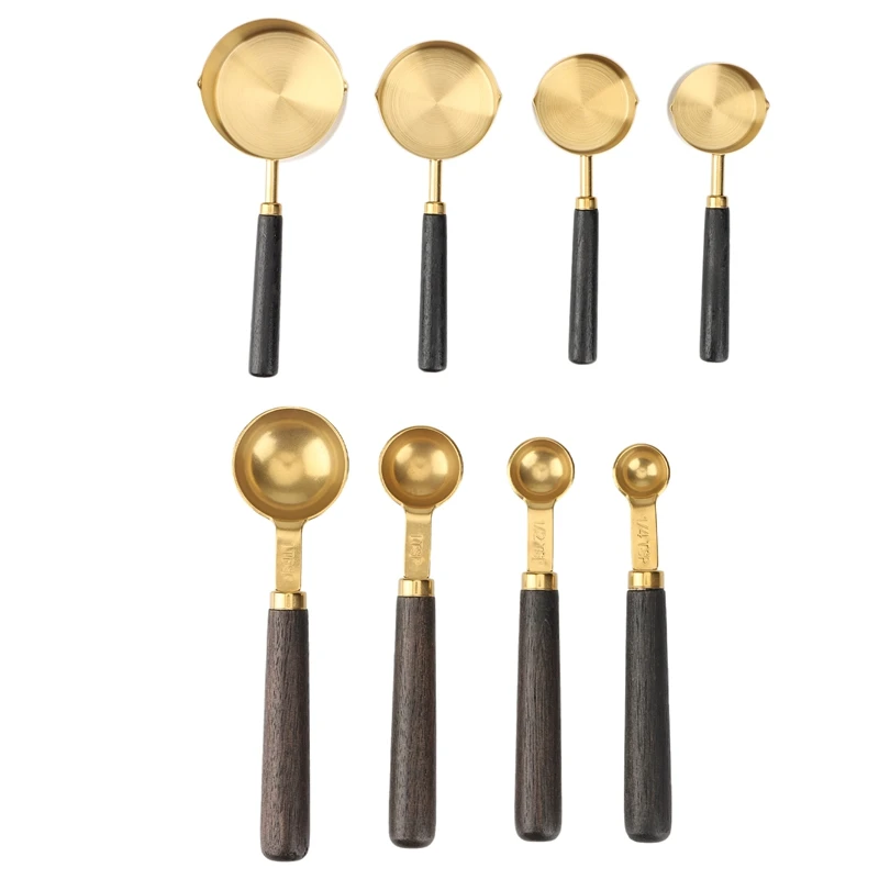 Walnut Wooden Handle Plated Gold Measuring Spoon Cups Kitchen Baking Supplies Bartending Measuring Tools Kitchen Set
Walnut Wooden Handle Plated Gold Measuring Spoon Cups Kitchen Baking Supplies Bartending Measuring Tools Kitchen Set