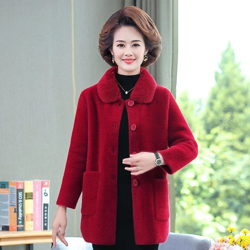 New Autumn Winter Korean Outerwear Middle Aged Women Woolen Jacket Female Long Imitation Mink Velvet Coat Ladies Warm Coats 6XL
New Autumn Winter Korean Outerwear Middle Aged Women Woolen Jacket Female Long Imitation Mink Velvet Coat Ladies Warm Coats 6XL