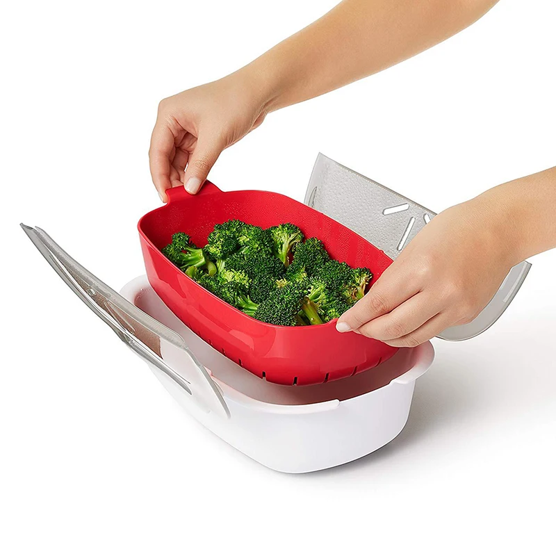Food Grade PP Steaming Dish Microwave Oven Steamer Basket Fish Meat Vegetables Food Steamer Kitchen Cookware Vaporera Cocina New
Food Grade PP Steaming Dish Microwave Oven Steamer Basket Fish Meat Vegetables Food Steamer Kitchen Cookware Vaporera Cocina New