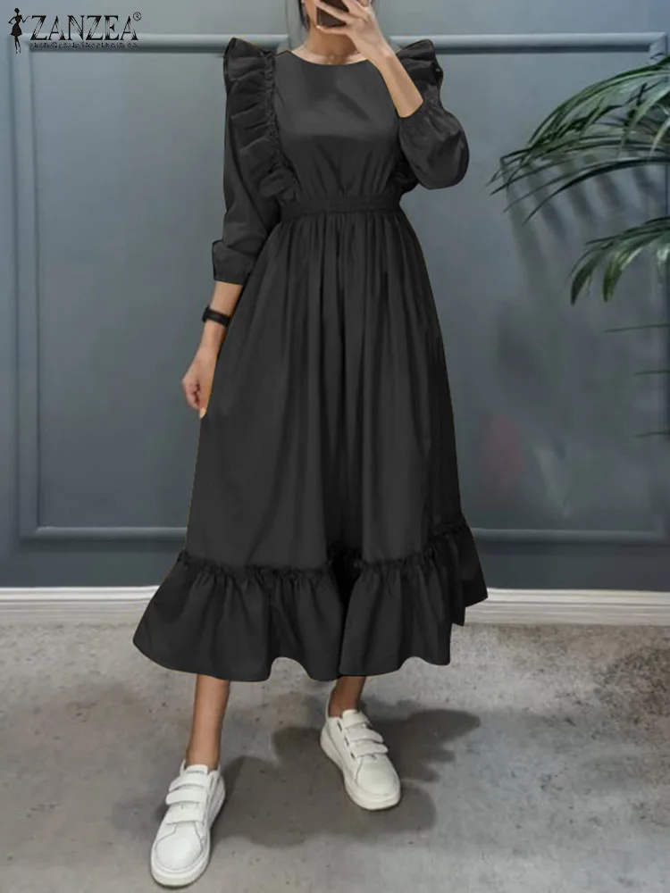 ZANZEA Ruffled Long Sleeve Midi Sundress Women Bohemian Solid Dress 2022 Spring A-line Vestido Oversize Chic Holiday Robe Femme
ZANZEA Ruffled Long Sleeve Midi Sundress Women Bohemian Solid Dress 2022 Spring A-line Vestido Oversize Chic Holiday Robe Femme
