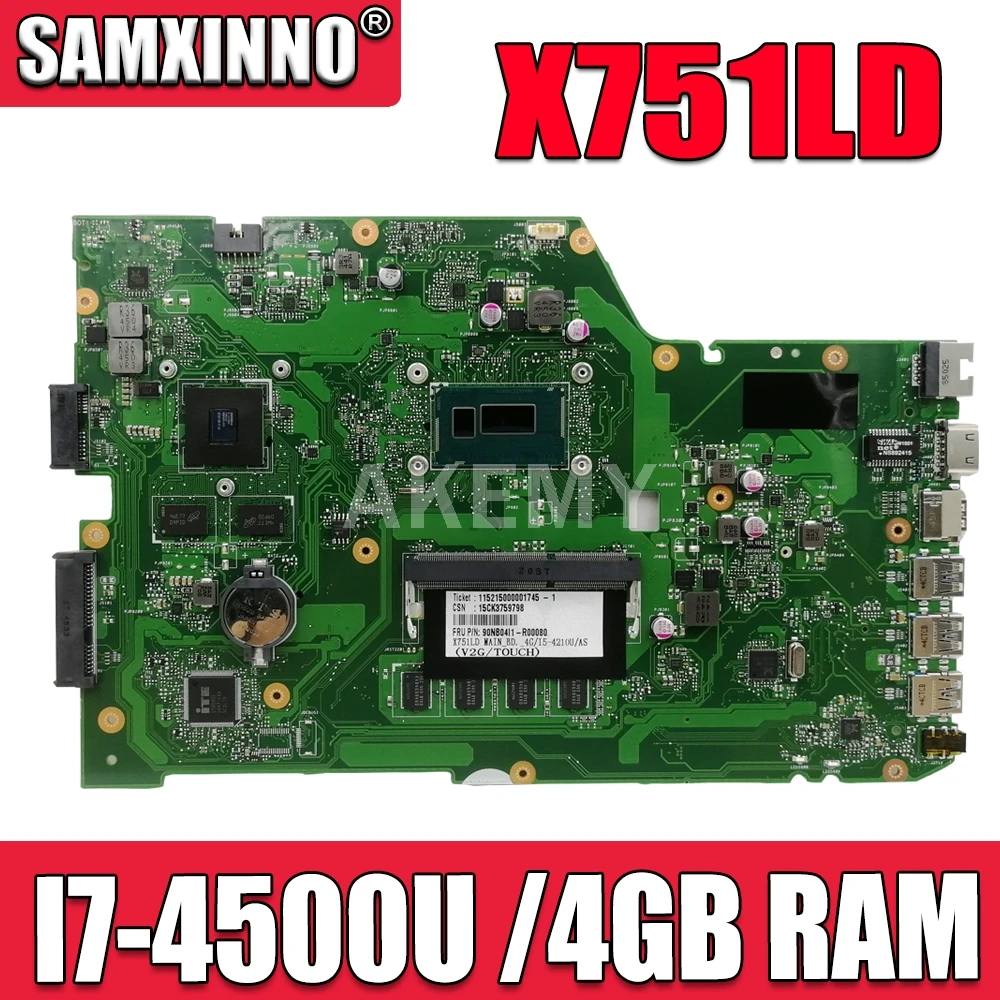 Материнская плата X751LD для ноутбука ASUS, процессор X751LN X751LJ K751L X751LD, процессор I7-4500U, ОЗУ 4 Гб, графическая карта GT820M, протестирована хорошо
Материнская плата X751LD для ноутбука ASUS, процессор X751LN X751LJ K751L X751LD, процессор I7-4500U, ОЗУ 4 Гб, графическая карта GT820M, протестирована хорошо