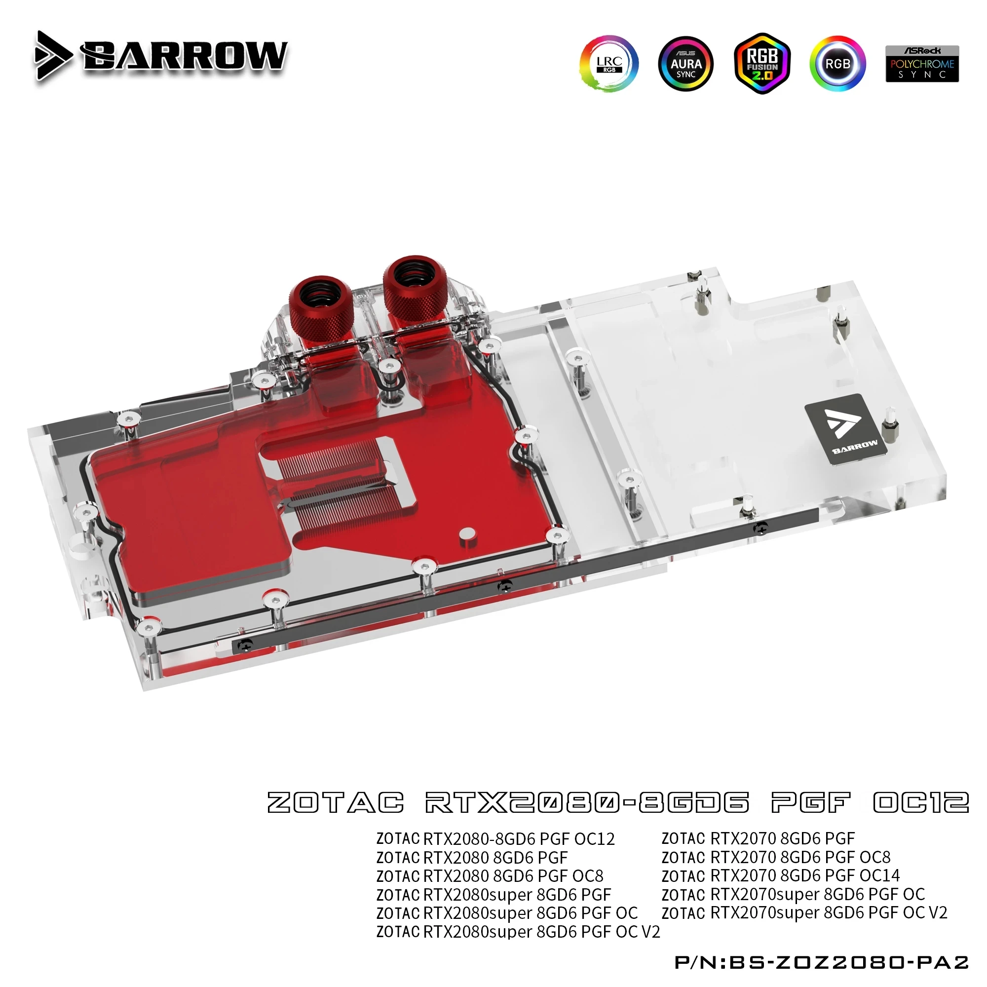 Barrow BS-ZOZ2080-PA2, Full Cover Graphics Card Water Cooling Blocks,For Zotac RTX2080/2070 8GD6 PGF OC12/OC8/OC14
Barrow BS-ZOZ2080-PA2, Full Cover Graphics Card Water Cooling Blocks,For Zotac RTX2080/2070 8GD6 PGF OC12/OC8/OC14