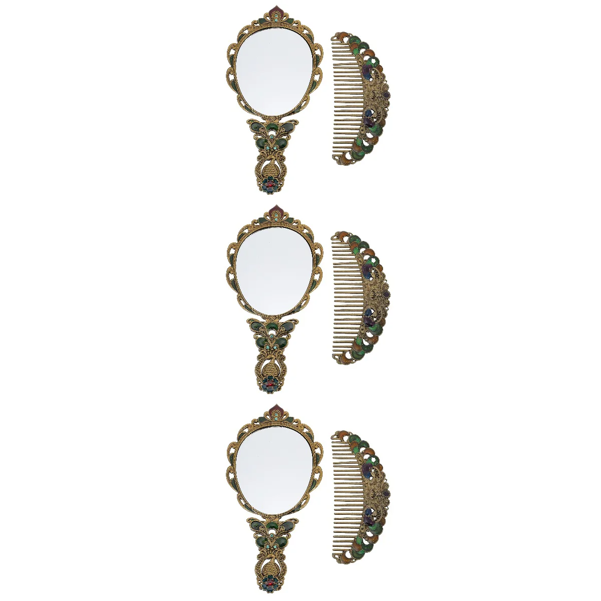 3 Sets Retro Portable Cosmetic Mirror Comb Vanity Mirror Handle Mirror Set
3 Sets Retro Portable Cosmetic Mirror Comb Vanity Mirror Handle Mirror Set