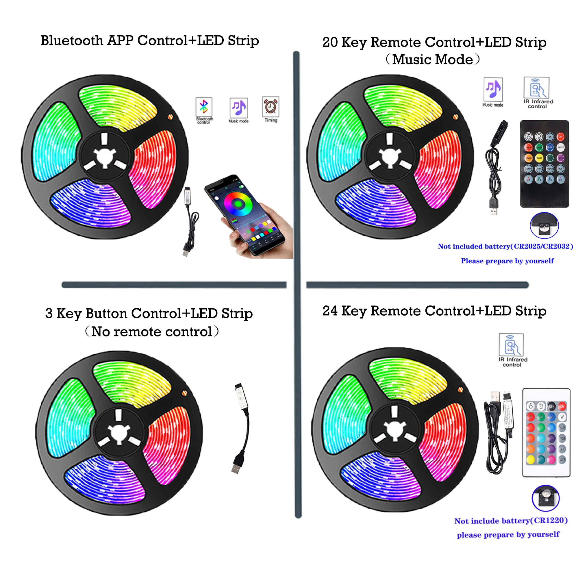 LED Strip Light RGB 5050 24 Key IR Remote Bluetooth APP Control 5V USB LED Strips Light Tape For TV Backlight Room Decoration
LED Strip Light RGB 5050 24 Key IR Remote Bluetooth APP Control 5V USB LED Strips Light Tape For TV Backlight Room Decoration