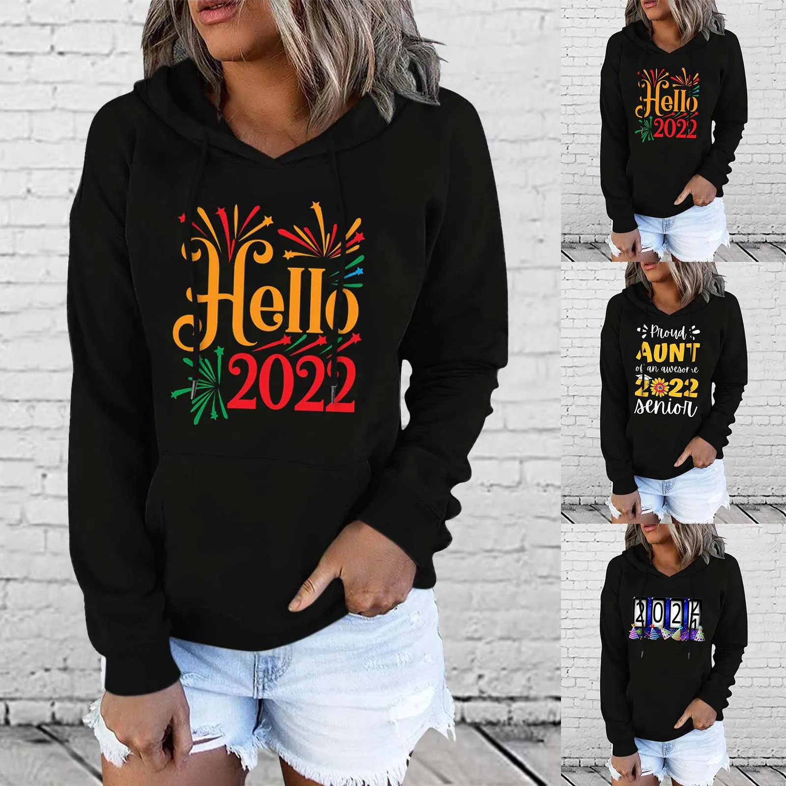 Hello 2022 New Year Eve Womens Hoodies Casual Christmas Printed Long Sleeve Hooded Sweatshirt Pullovers Top Sudaderas A40
Hello 2022 New Year Eve Womens Hoodies Casual Christmas Printed Long Sleeve Hooded Sweatshirt Pullovers Top Sudaderas A40