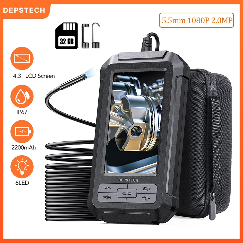 Камера-Эндоскоп DEPSTECH, 2 МП, 5,5 мм, 32 ГБ, ЖК-экран 4,3 дюйма
Камера-Эндоскоп DEPSTECH, 2 МП, 5,5 мм, 32 ГБ, ЖК-экран 4,3 дюйма