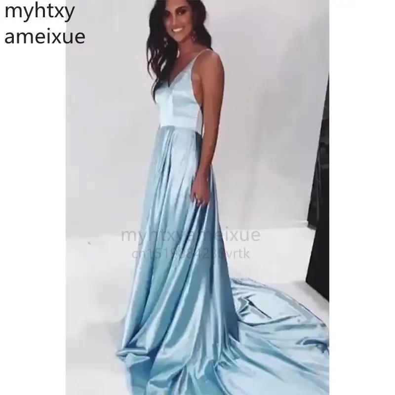 Long Sexy Simple Blue Cheap Plus Size Evening Dresse Prom Dresss Backless S Train Evening Gowns Custom Made 2022
Long Sexy Simple Blue Cheap Plus Size Evening Dresse Prom Dresss Backless S Train Evening Gowns Custom Made 2022
