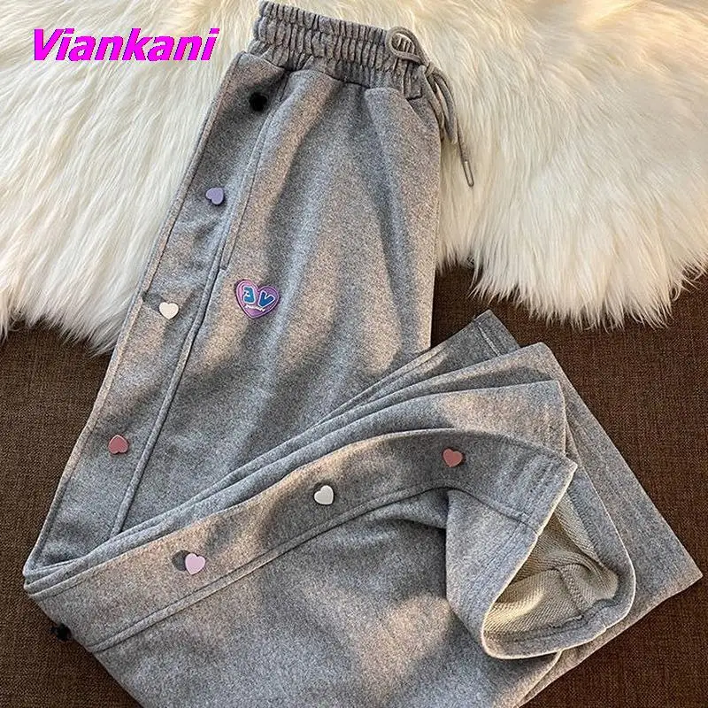 

Love Tooling Breasted Pants for Women High Street Loose Streetwear Women Bottoms Pants Casual Drape Sweatpants Women Y2k Pants