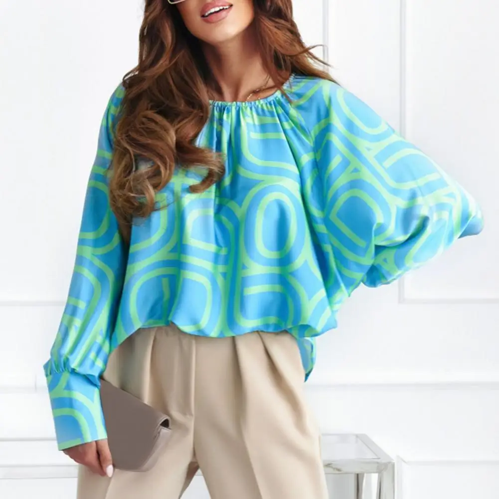 Women Tops Contrast Color O Neck Loose Type Full Sleeves Batwing Sleeves Summer Blouse Commute Clothes
Women Tops Contrast Color O Neck Loose Type Full Sleeves Batwing Sleeves Summer Blouse Commute Clothes