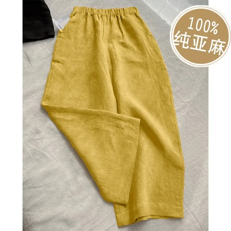 2023 Spring Summer New Arts Style Women Elastic Waist Loose Ankle-length Pants All-matched Casual Cotton Linen Wide-leg Pant
2023 Spring Summer New Arts Style Women Elastic Waist Loose Ankle-length Pants All-matched Casual Cotton Linen Wide-leg Pant