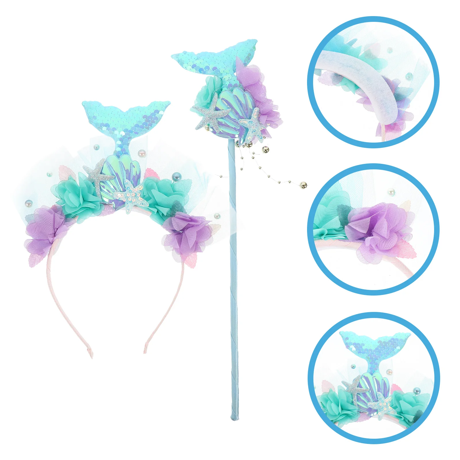 Mermaid Accessories Decorative Fairy Wand Sequin Headband Chic Girls Hairband Tail Cosplay Cloth Child Costume Crown
Mermaid Accessories Decorative Fairy Wand Sequin Headband Chic Girls Hairband Tail Cosplay Cloth Child Costume Crown