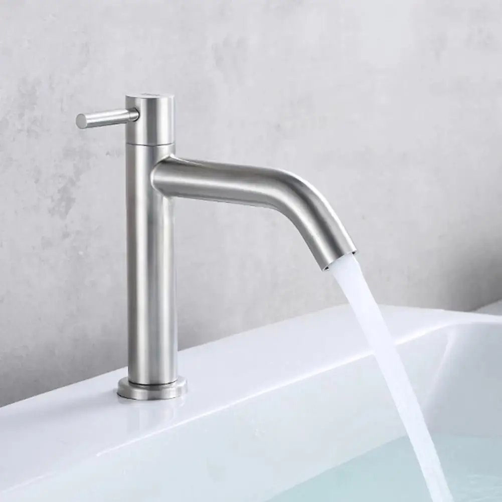 304 Stainless Steel Silver Single Cold Sink Faucet Bathroom Counter Basin Faucet Made Of High Quality Material
304 Stainless Steel Silver Single Cold Sink Faucet Bathroom Counter Basin Faucet Made Of High Quality Material