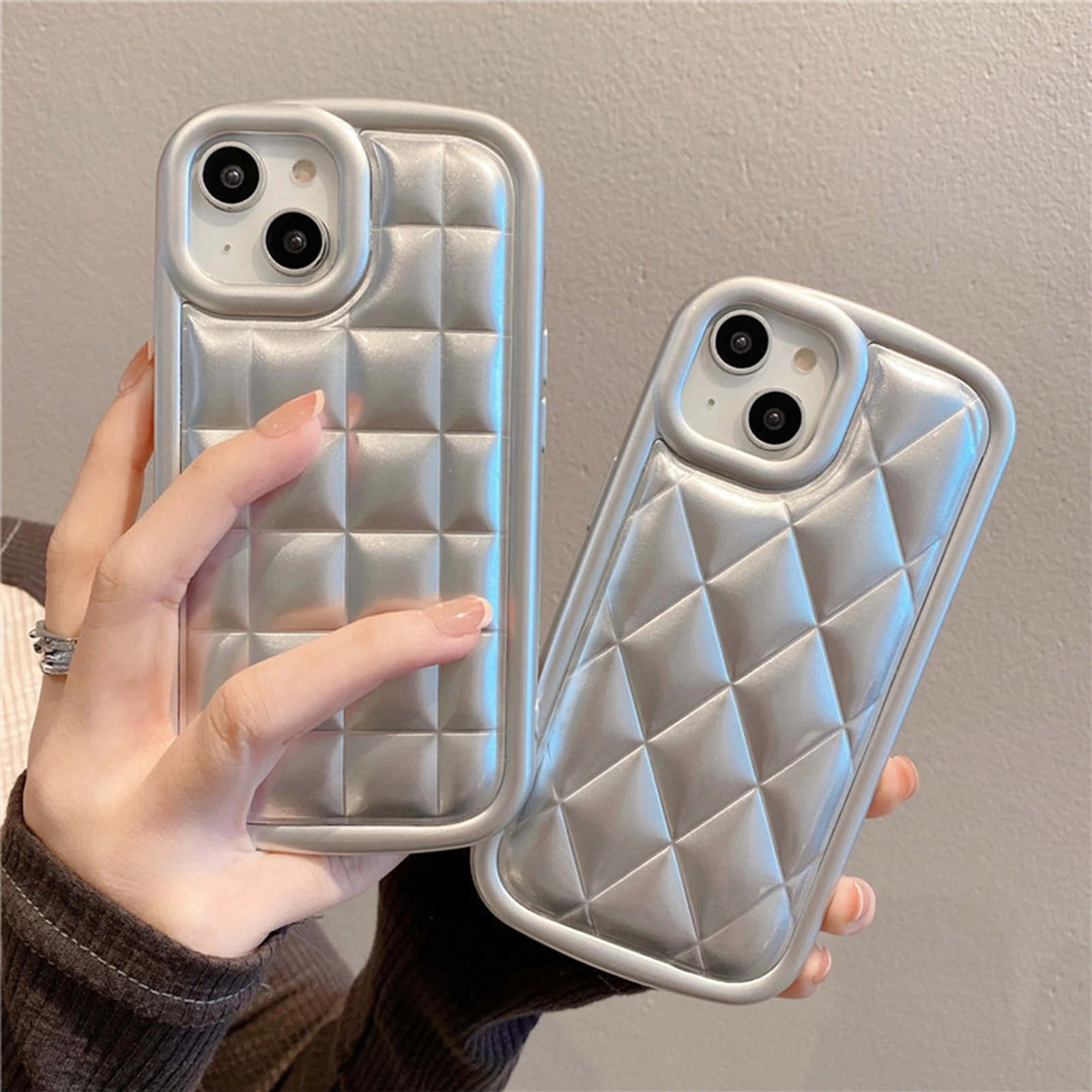 Soft Case for IPhone 14 Pro Max Plus Funda Silver 3D Lattice Protective Luxury Puffer Case Protective Shockproof Phone Cover New
Soft Case for IPhone 14 Pro Max Plus Funda Silver 3D Lattice Protective Luxury Puffer Case Protective Shockproof Phone Cover New