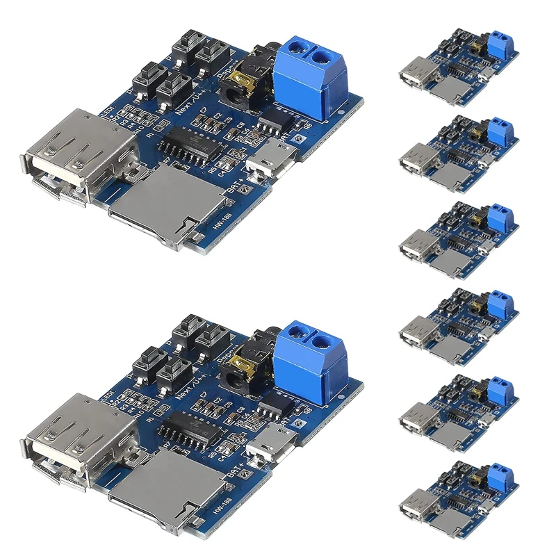 8pcs MP3 Decoder Player Module TF Card U Disk Play with Audio Amplifier Audio Decoding Player Module Micro USB 5V Power Supply
8pcs MP3 Decoder Player Module TF Card U Disk Play with Audio Amplifier Audio Decoding Player Module Micro USB 5V Power Supply