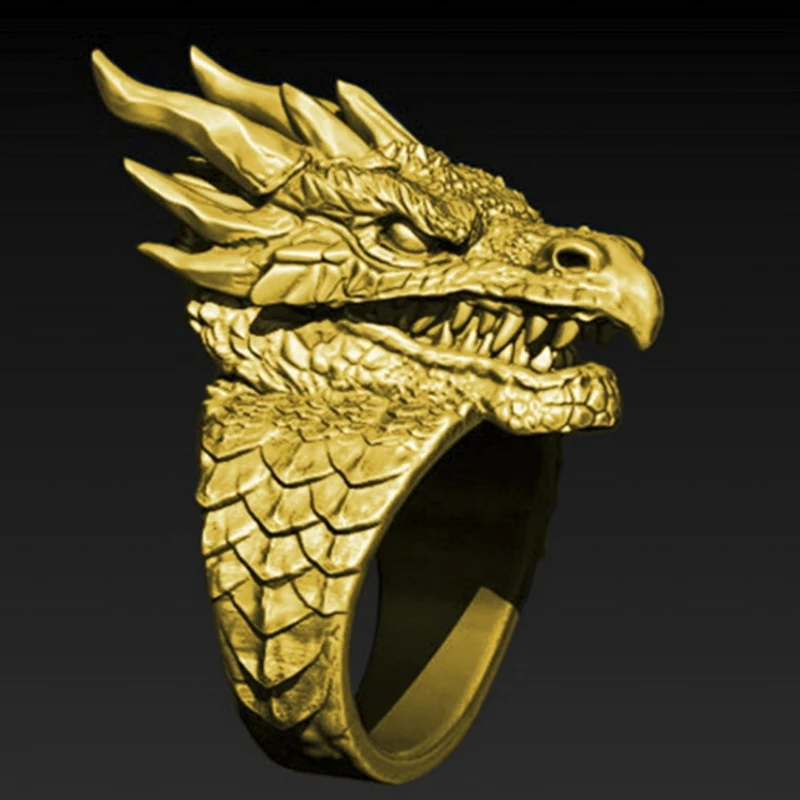 New Hot Sale Creative Silver Color And Gold Color Ferocious Dragon Head Ring Exquisitely Carved Men's Ring Jewellery Whole Sale
New Hot Sale Creative Silver Color And Gold Color Ferocious Dragon Head Ring Exquisitely Carved Men's Ring Jewellery Whole Sale
