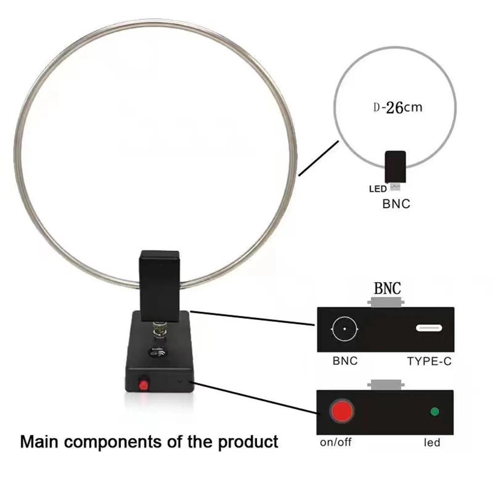 GA-800 Active Loop Antenna Shortwave Antenna 10KHz-159MHz HF Antenna with Portable Design for Radios Indoor Use
GA-800 Active Loop Antenna Shortwave Antenna 10KHz-159MHz HF Antenna with Portable Design for Radios Indoor Use