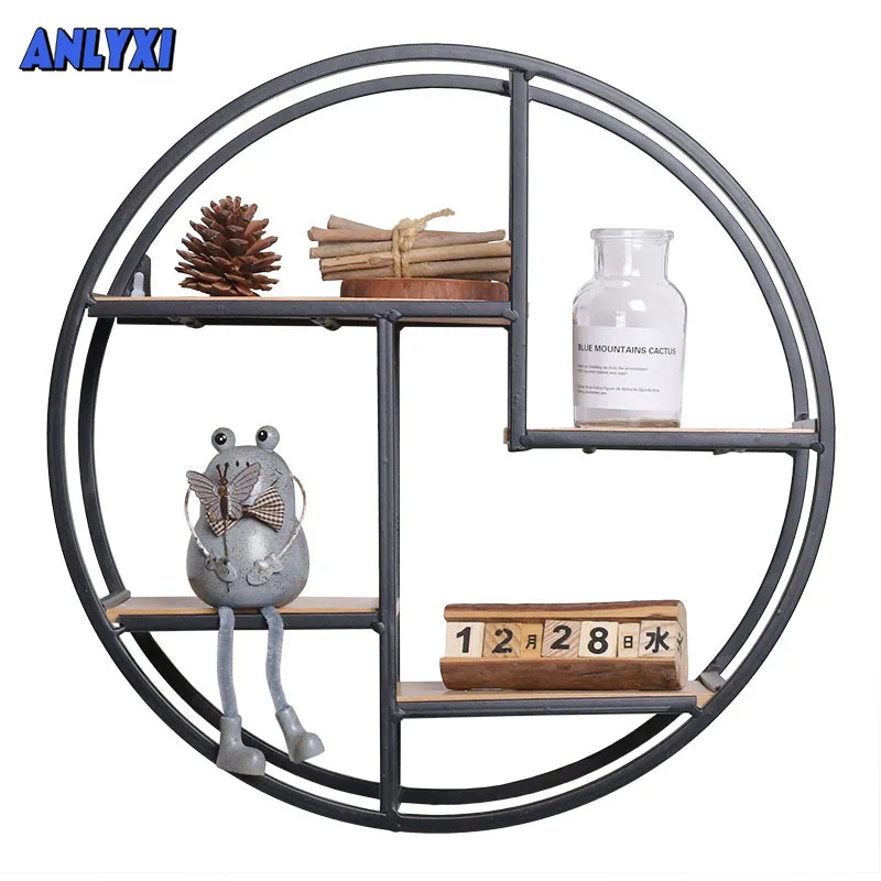 Retro Round Wall Unit Wood Metal Hanging Shelf Office Sundries Art Storage Rack Home Wooden Decorative Craft Holder 4 Partitions 
Retro Round Wall Unit Wood Metal Hanging Shelf Office Sundries Art Storage Rack Home Wooden Decorative Craft Holder 4 Partitions