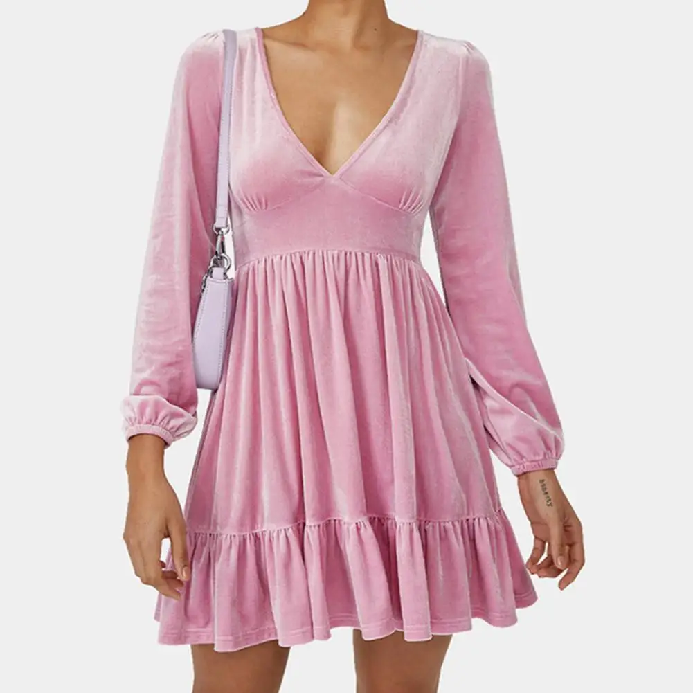 Summer Short velvet Dress High-Waist Autumn Dress Pure Color Pleated Ruffle Hem Short Dress
Summer Short velvet Dress High-Waist Autumn Dress Pure Color Pleated Ruffle Hem Short Dress