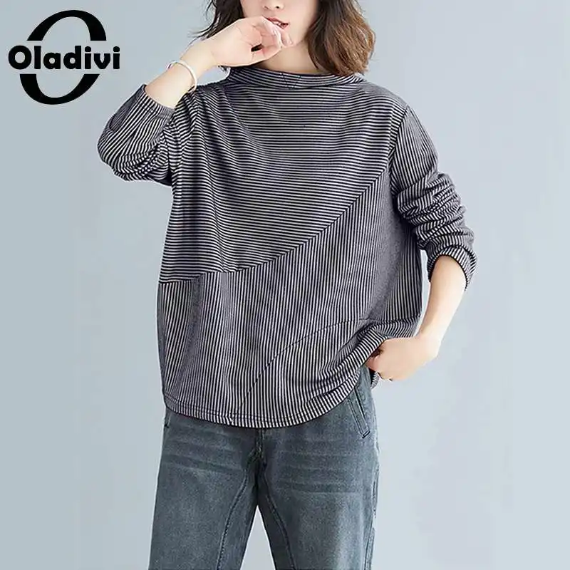 Oladivi Oversized Long Sleeve Stand Collar Basic T-Shirt Women Spring Autumn Casual Tee Shirt Lady Loose Simple Tops Blusa Tunic
Oladivi Oversized Long Sleeve Stand Collar Basic T-Shirt Women Spring Autumn Casual Tee Shirt Lady Loose Simple Tops Blusa Tunic