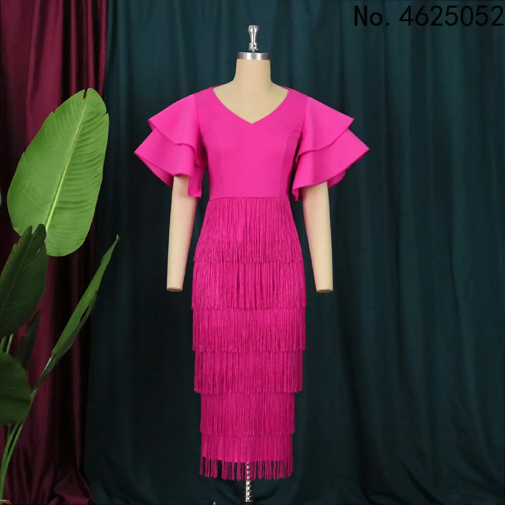 Women Tassel Dresses Bodycon Party Prom Midi Length Big Sleeve Fringe Dress Evening Birthday Celebrity Outfits Large Size 4XL
Women Tassel Dresses Bodycon Party Prom Midi Length Big Sleeve Fringe Dress Evening Birthday Celebrity Outfits Large Size 4XL