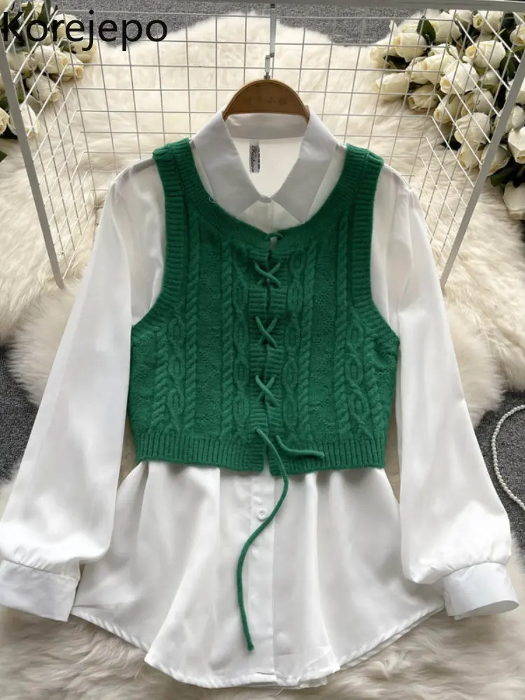 Женский трикотажный комплект из двух предметов, блузка со шнуровкой и длинным рукавом, Осень-зима 2022
Женский трикотажный комплект из двух предметов, блузка со шнуровкой и длинным рукавом, Осень-зима 2022