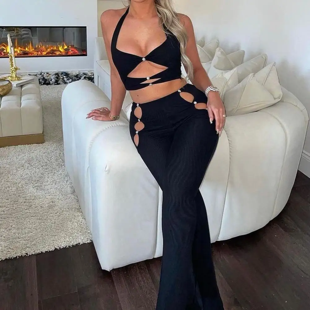 2022 Y2K Cut Out Pants Sets High Waist Multi Holes Elastic Hollow Out Sexy Deep V Neck Halter Top Trousers Suit
2022 Y2K Cut Out Pants Sets High Waist Multi Holes Elastic Hollow Out Sexy Deep V Neck Halter Top Trousers Suit