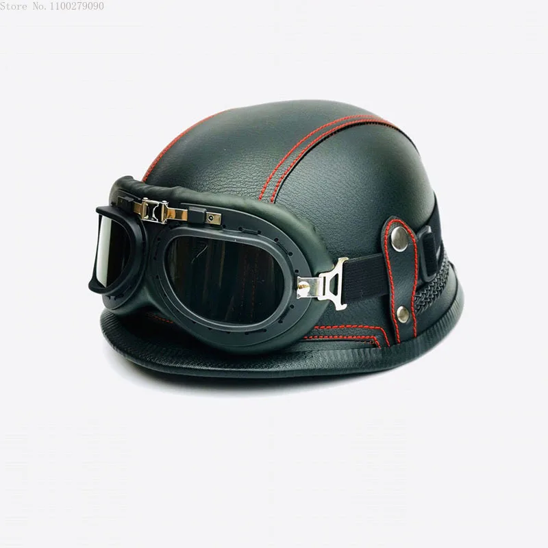 Head Circumference 60cm Steel Vintage Helmet with Goggles Leather Half Helmet Cover Motorcycle Motocross Helmets Personality B
Head Circumference 60cm Steel Vintage Helmet with Goggles Leather Half Helmet Cover Motorcycle Motocross Helmets Personality B