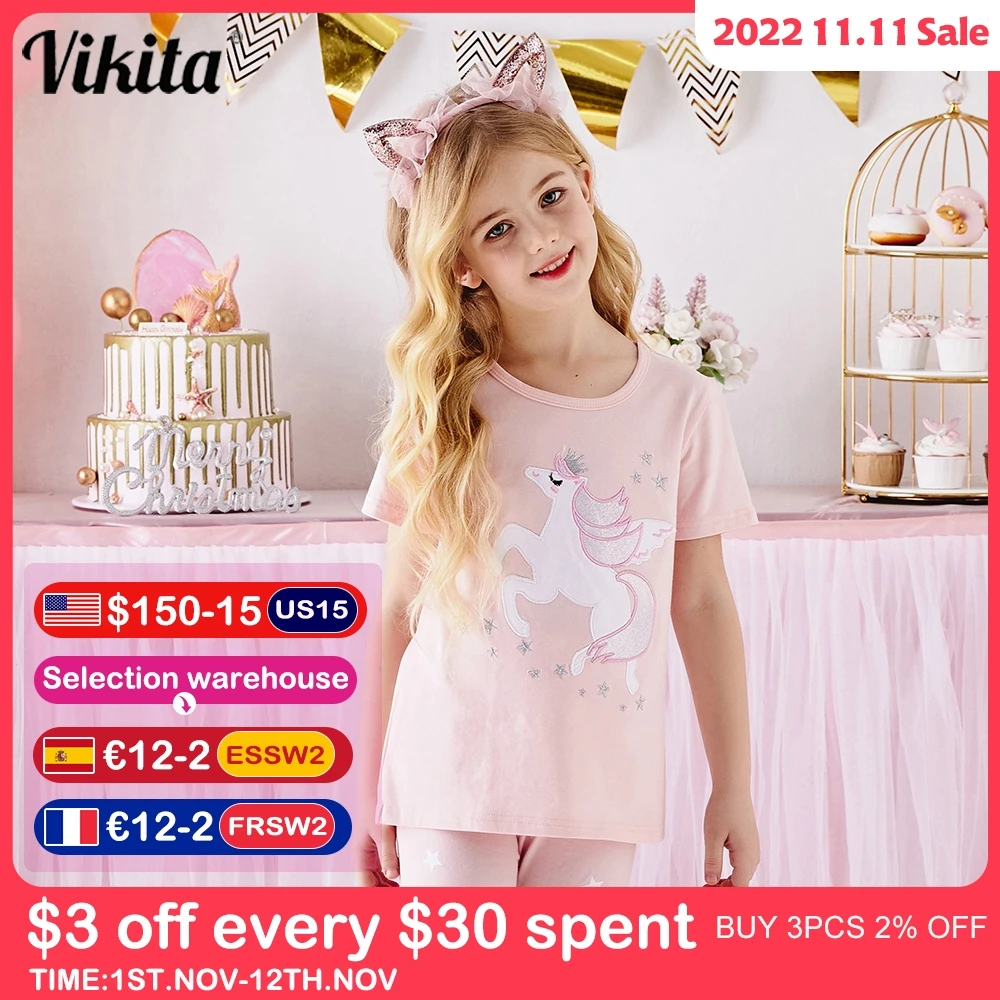 VIKITA Unicorn Girls T-Shirt Toddlers Short Sleeve Tees Tops Kids Cartoon Printing Clothes Children Cotton T Shirt Casual Wear
VIKITA Unicorn Girls T-Shirt Toddlers Short Sleeve Tees Tops Kids Cartoon Printing Clothes Children Cotton T Shirt Casual Wear