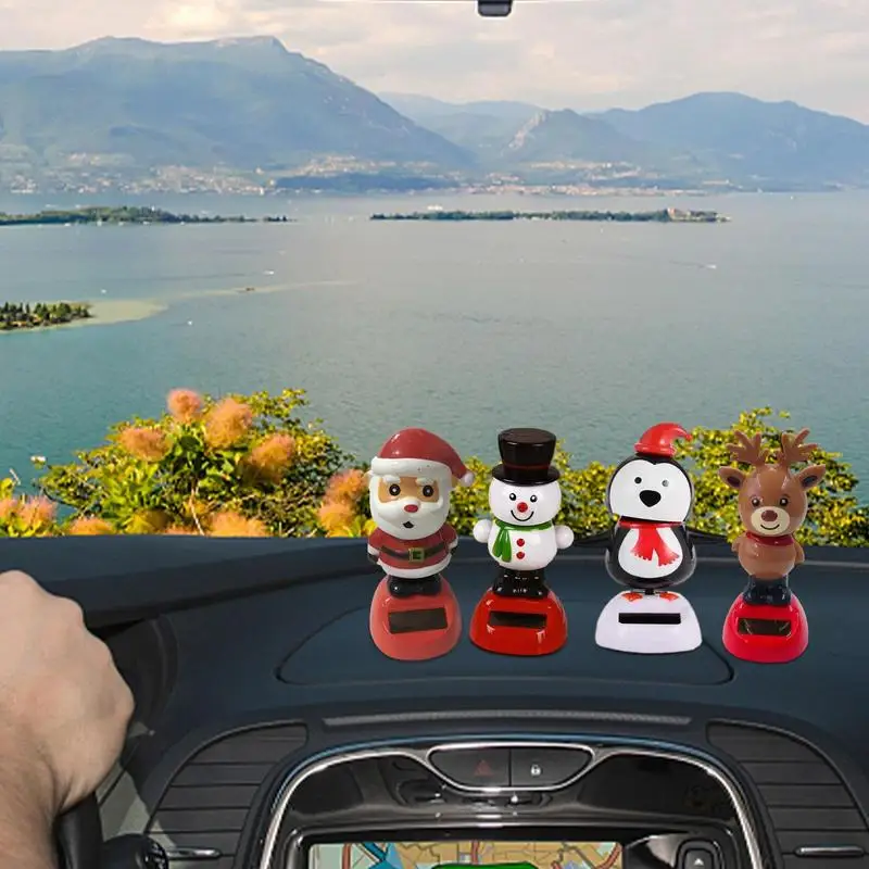 

Car Dashboard Ornaments Solar Powered Dancing Pendant Stylish Decoration Doll Elk Santa Snowman Penguin Ornament Swing Figurines