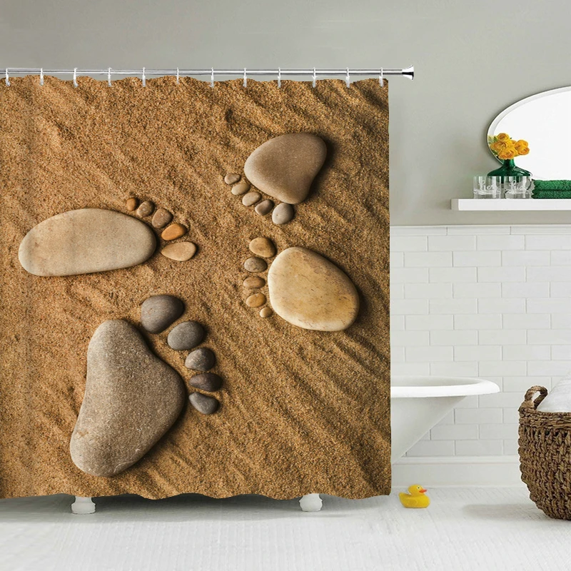 Beach Footprint Shower Curtains Waterproof Bathroom Curtain with Hooks Bath Curtain 180*200cm Polyester Fabric Decorative Screen
Beach Footprint Shower Curtains Waterproof Bathroom Curtain with Hooks Bath Curtain 180*200cm Polyester Fabric Decorative Screen