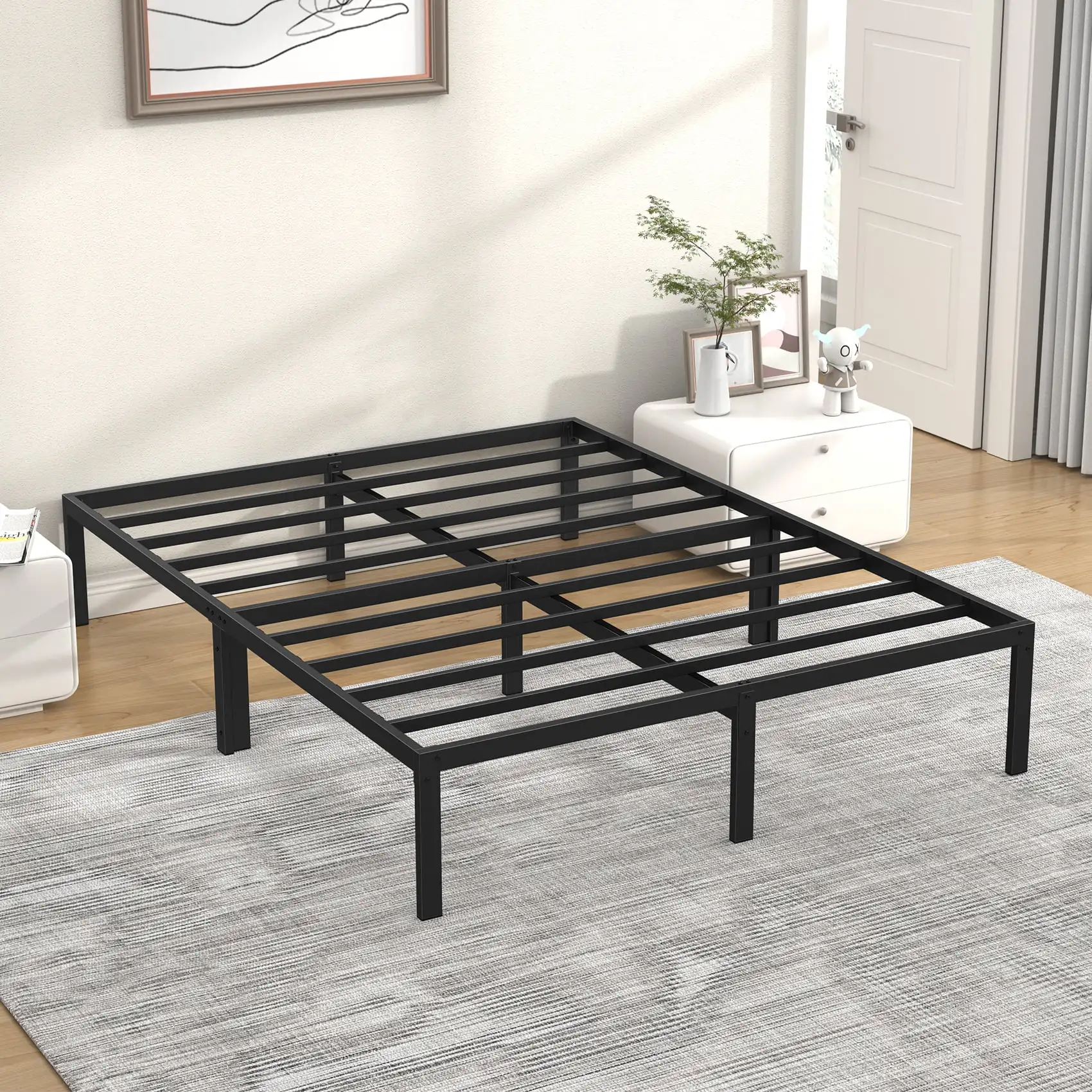 Mr IRONSTONE Queen Bed Frame, Heavy Duty Queen Size Metal Platform Bed Frame with 14" High Under Bed Storage Space, Black
Mr IRONSTONE Queen Bed Frame, Heavy Duty Queen Size Metal Platform Bed Frame with 14" High Under Bed Storage Space, Black