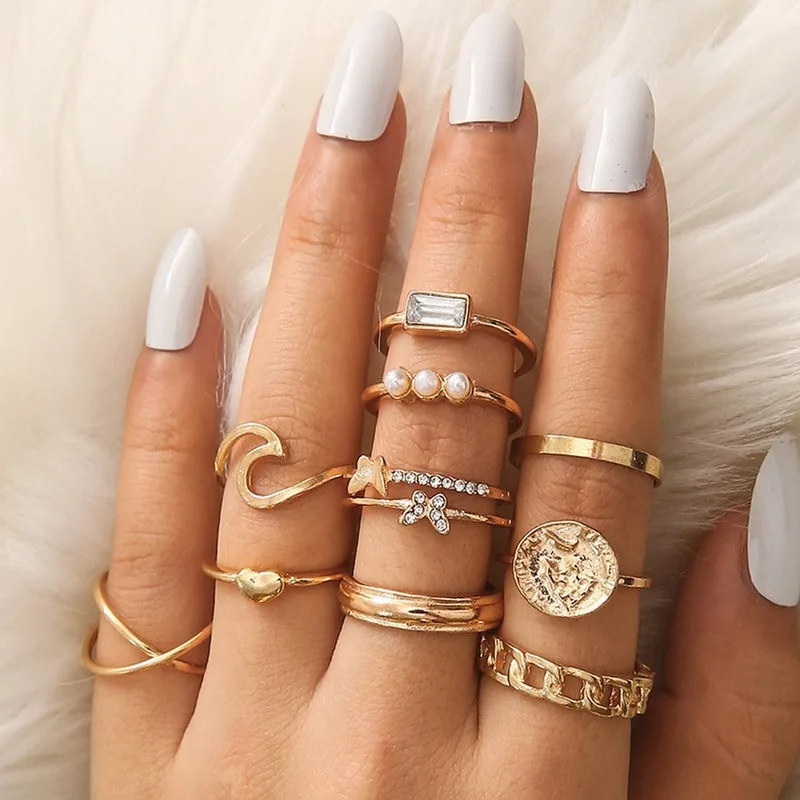 Bohemian Geometric Metal Ring Set Women's Vintage Silver Gold Color Heart Pearl Butterfly Finger Knuckle Ring Jewelry Gift
Bohemian Geometric Metal Ring Set Women's Vintage Silver Gold Color Heart Pearl Butterfly Finger Knuckle Ring Jewelry Gift