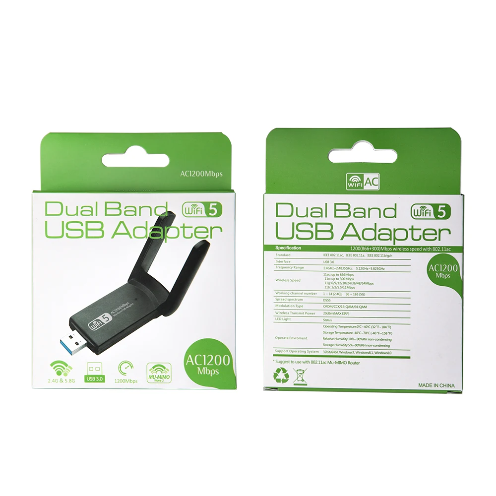 USB Wi-Fi адаптер 1200 Мбит/с 5 8 ГГц 2 4 | Компьютеры и офис