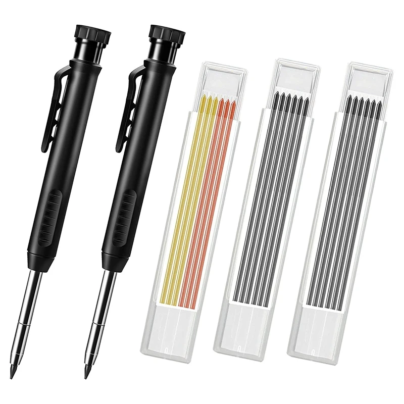 2 Pcs Solid Carpenter Pencils With 18 Refill, Construction Pencils Built-In Sharpener, Carpentry Architect Marking Tools
2 Pcs Solid Carpenter Pencils With 18 Refill, Construction Pencils Built-In Sharpener, Carpentry Architect Marking Tools