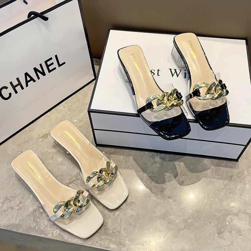 2022 New Summer Fashion Transparent Chain Mid Heel Shoes Thick Sole Women Slippers Sexy Sandals Women Flip Flop Slippers Pumps
2022 New Summer Fashion Transparent Chain Mid Heel Shoes Thick Sole Women Slippers Sexy Sandals Women Flip Flop Slippers Pumps