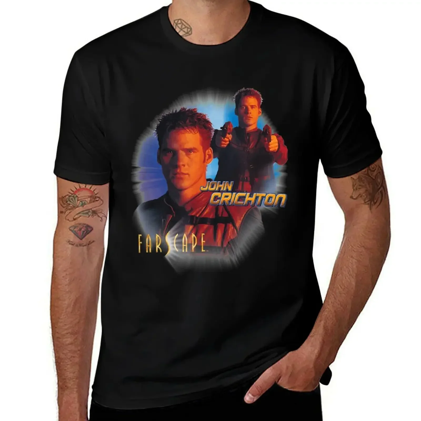 Футболка Farscape John Crichton летние топы спортивные фанаты черные футболки для мужчин