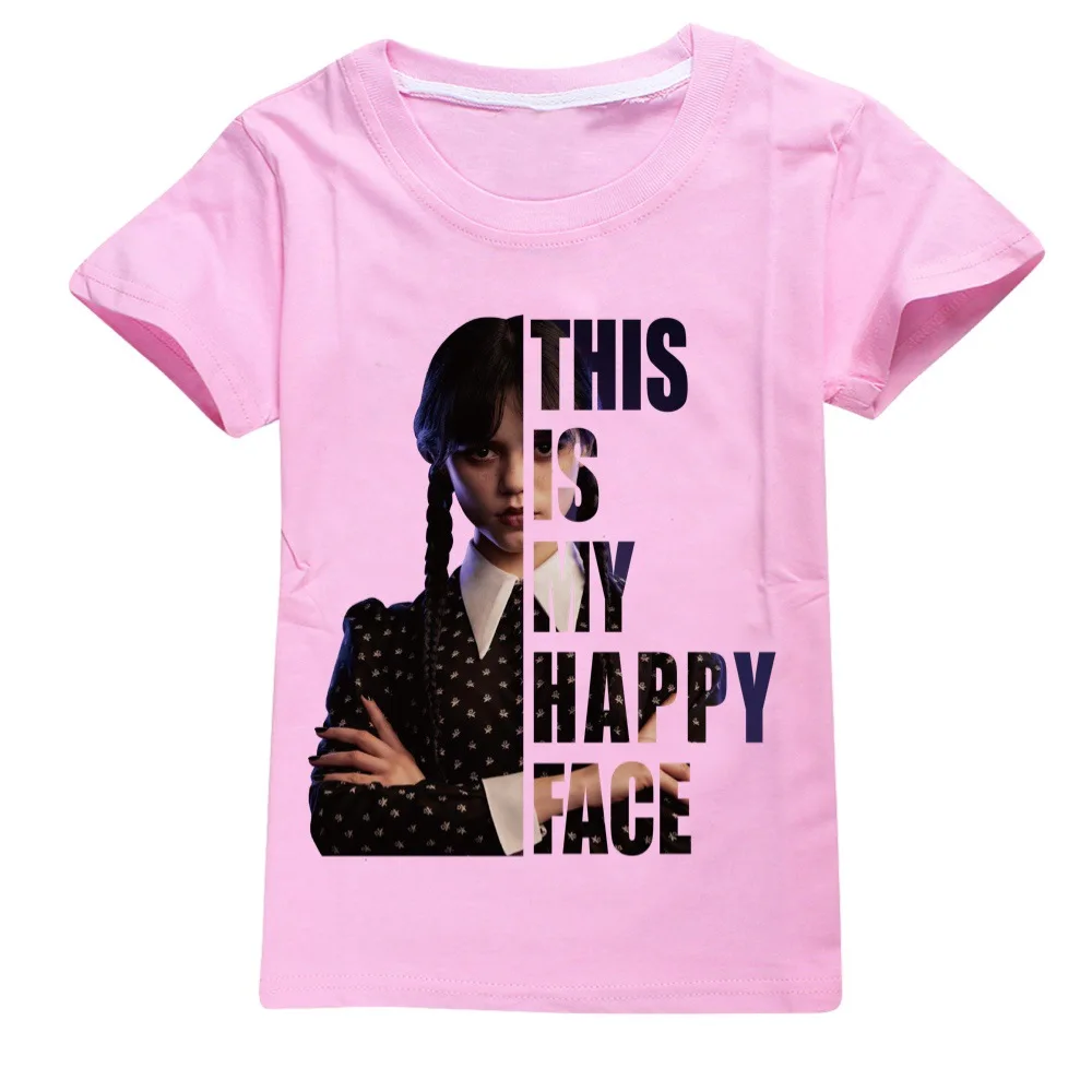 Girls and boys short sleeved cotton T-shirts, Kawaii summer clothing, Cosplay de Wednesday Addams, family top
Girls and boys short sleeved cotton T-shirts, Kawaii summer clothing, Cosplay de Wednesday Addams, family top