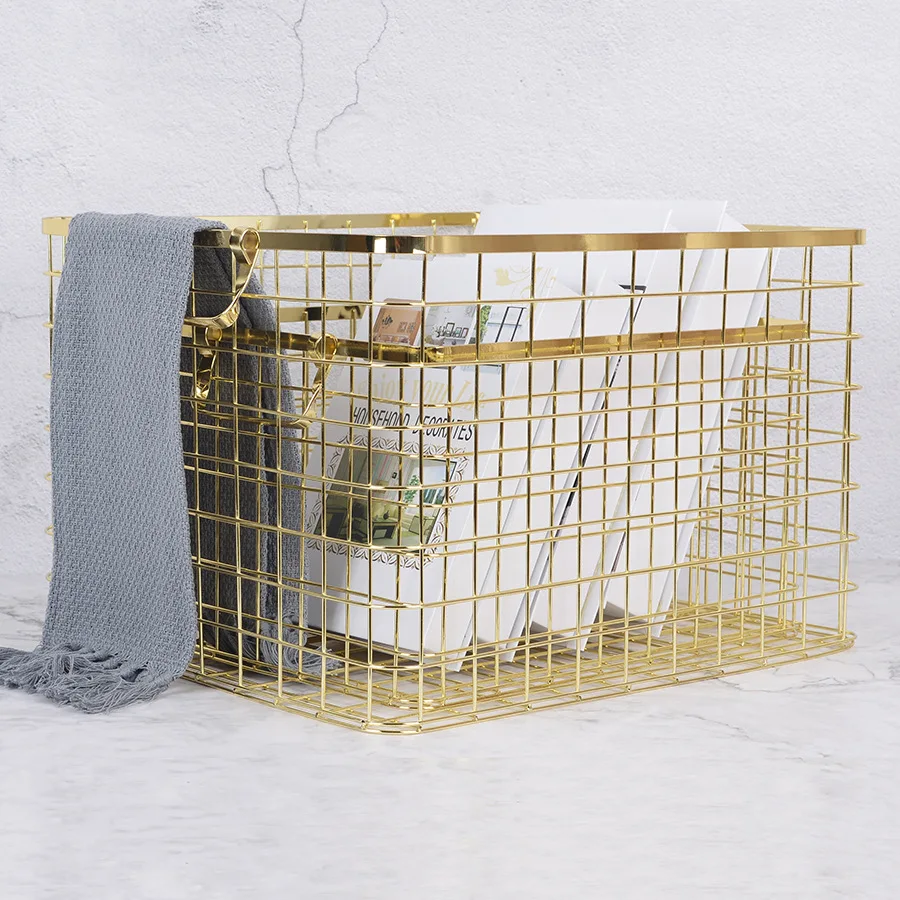 Nordic Gold Iron Storage Basket with Handle Rose Gold Large Laundry Basket Kitchen Bathroom Wall Hanging Basket
Nordic Gold Iron Storage Basket with Handle Rose Gold Large Laundry Basket Kitchen Bathroom Wall Hanging Basket