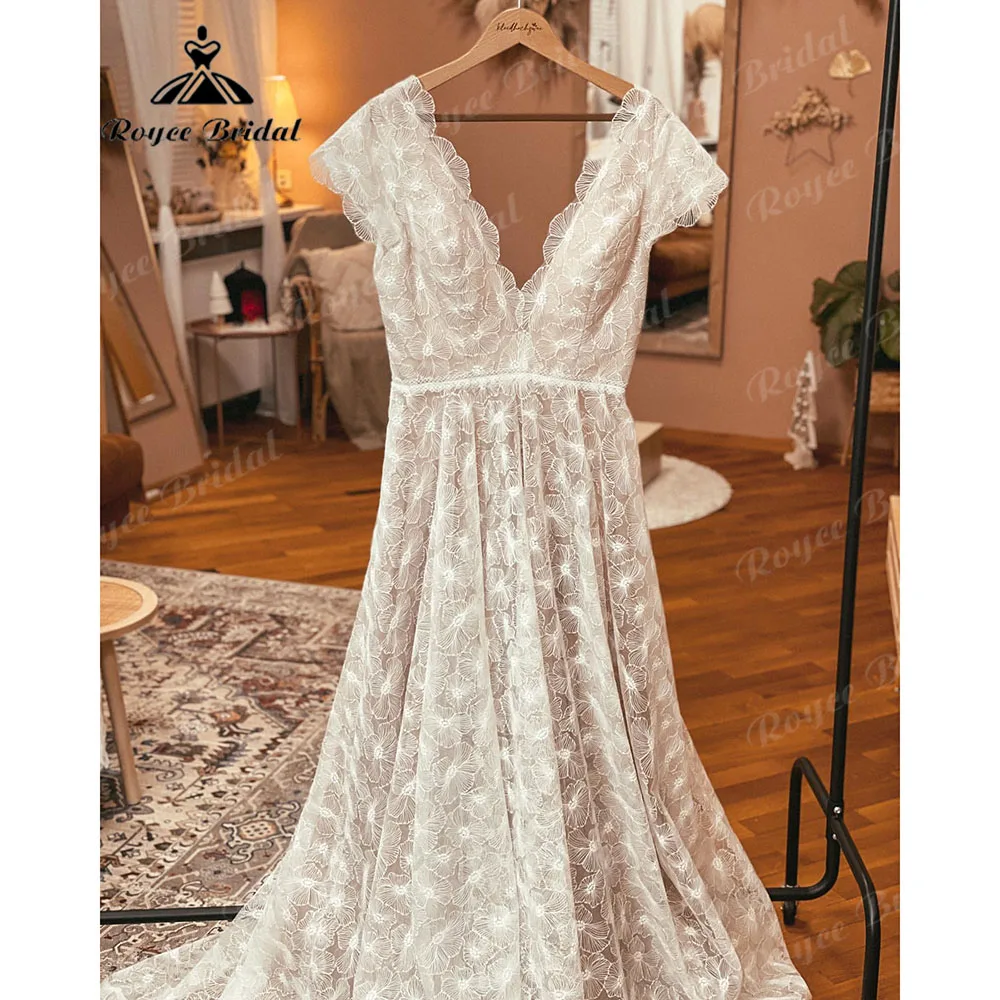 V Neck Short Cap Sleeve Full Lace Floral A Line Boho Wedding Dress for Women 2023 Bridal Gowns Custom Made vestido de novia
V Neck Short Cap Sleeve Full Lace Floral A Line Boho Wedding Dress for Women 2023 Bridal Gowns Custom Made vestido de novia
