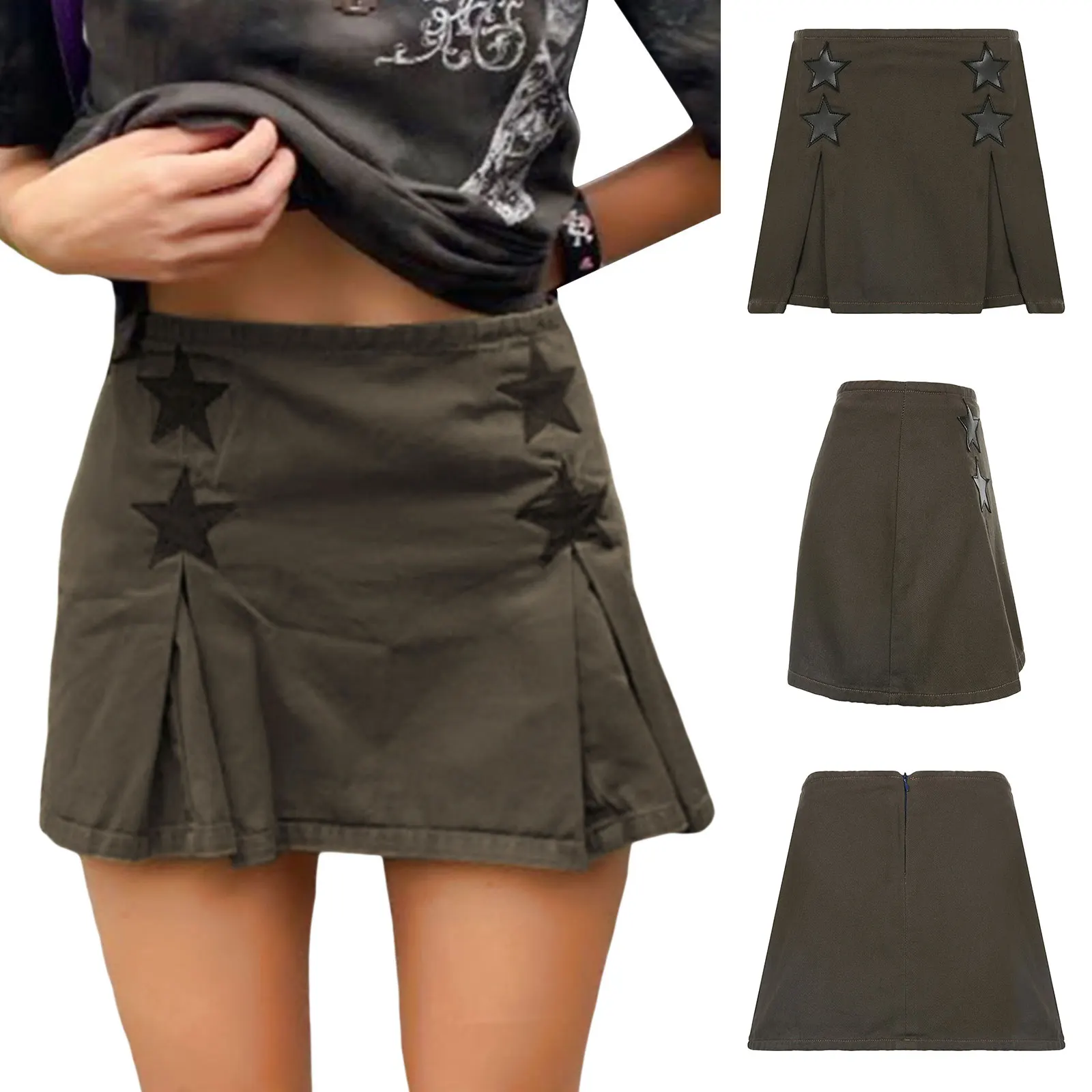 Women Fashion Trend Denim Skirt with Five-Pointed Star Patchwork, Pleated Detail High Waist Summer Clothing
Women Fashion Trend Denim Skirt with Five-Pointed Star Patchwork, Pleated Detail High Waist Summer Clothing