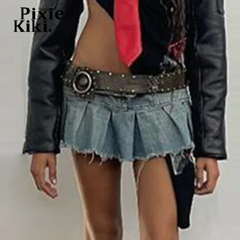 PixieKiki Y2k Distressed Jean Denim Pleated Skirts Womens 2022 Harajuku Streetwear Low Waiseted Micro Mini Skirt P67-DA31
PixieKiki Y2k Distressed Jean Denim Pleated Skirts Womens 2022 Harajuku Streetwear Low Waiseted Micro Mini Skirt P67-DA31