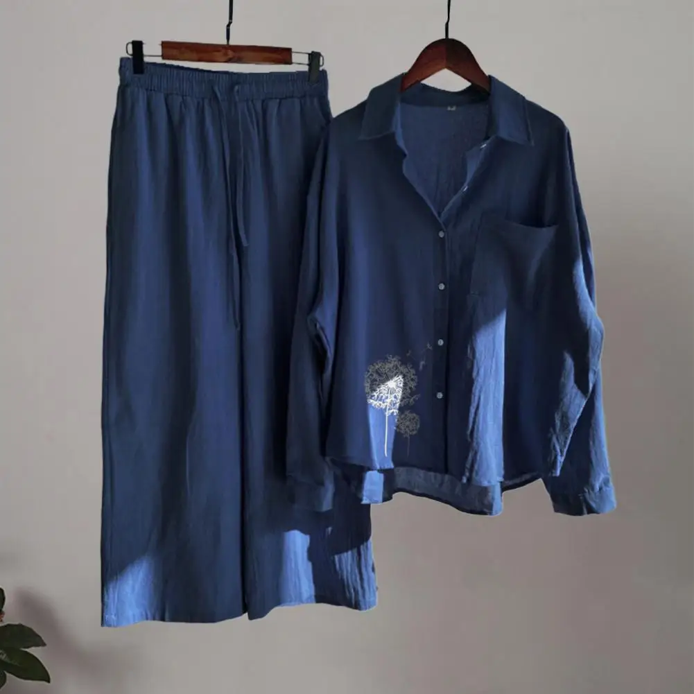 Women Shirt Pants Set Wide-leg Pants Two-piece Suit Dandelion Print Shirt Pants Set Comfortable Stylish Spring/fall Outfit
Women Shirt Pants Set Wide-leg Pants Two-piece Suit Dandelion Print Shirt Pants Set Comfortable Stylish Spring/fall Outfit