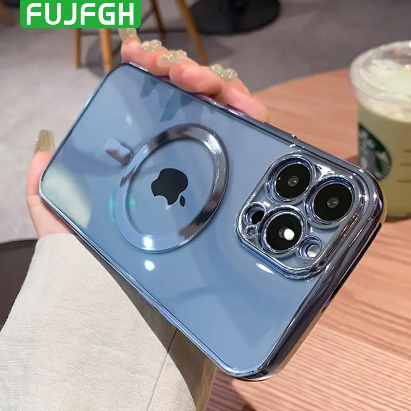 Luxury Plating Transparent For Magsafe Magnetic Charging Case for iPhone 14 13 12 11 Pro Max XR Xs 8 7 Plus Soft Silicone Cover
Luxury Plating Transparent For Magsafe Magnetic Charging Case for iPhone 14 13 12 11 Pro Max XR Xs 8 7 Plus Soft Silicone Cover